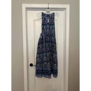 Talbots Blue‎ Multi Designed Long Dress Womens Sz 8P